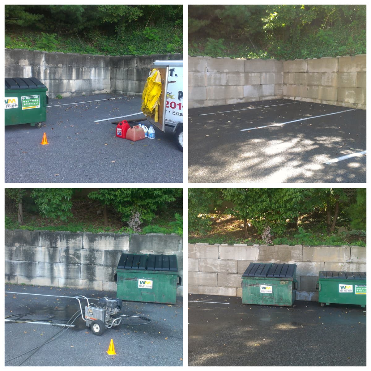 Retaining walls powerwashed