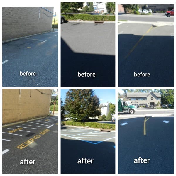 Parking lot line striping