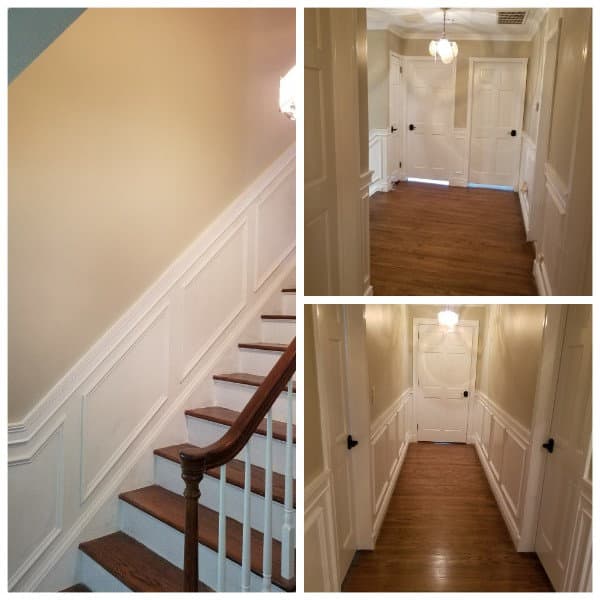 Hallway wainscoting and stair trim
